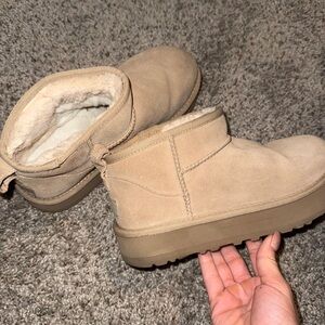 Women's Tan Platform Ankle Boots